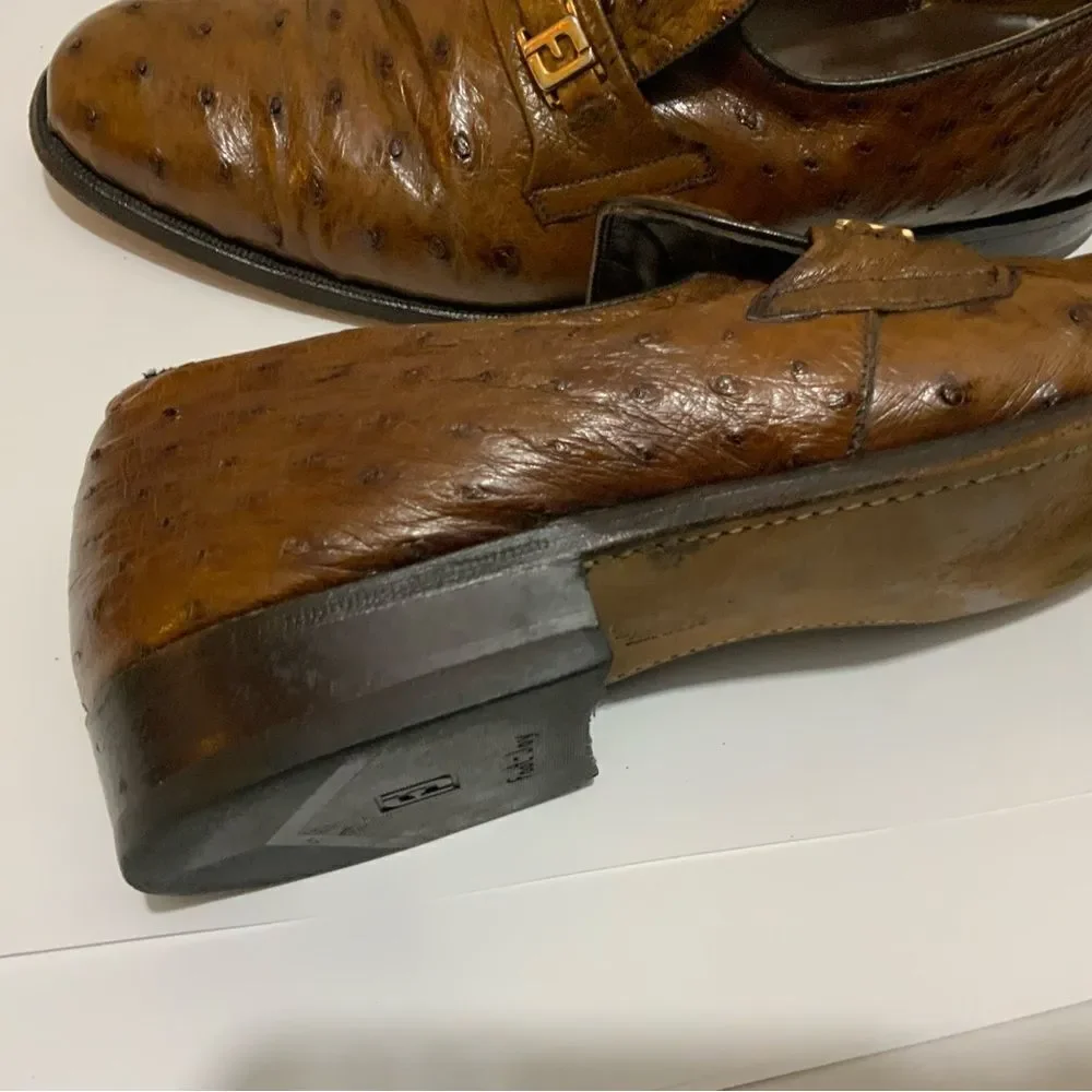 Footjoy Brown Ostrich Leather Loafers 73668 12C